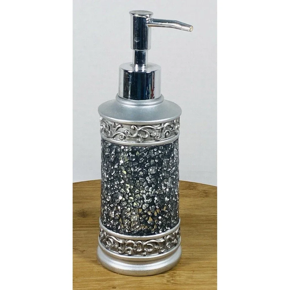 BEBE Silver Mosaic Soap Dispenser 8”